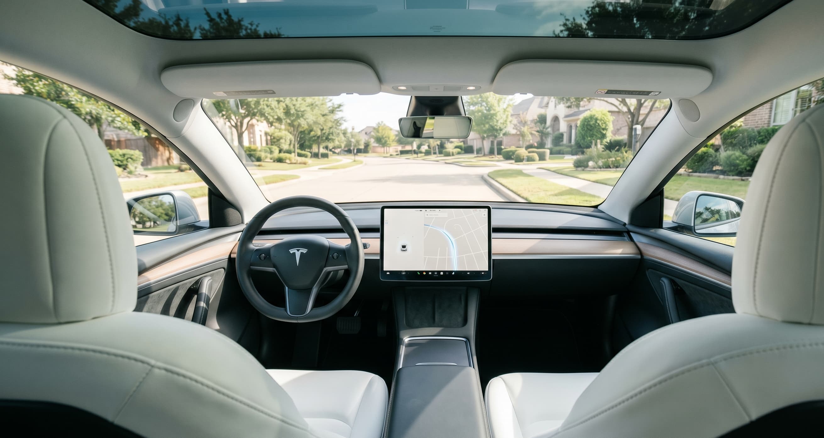 Interior shot of Tesla Robo Taxi.